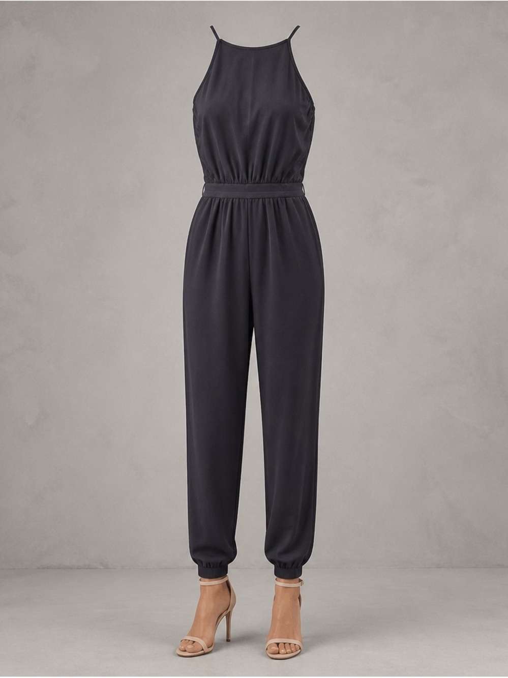 Black Sleeveless Halter Jumpsuit